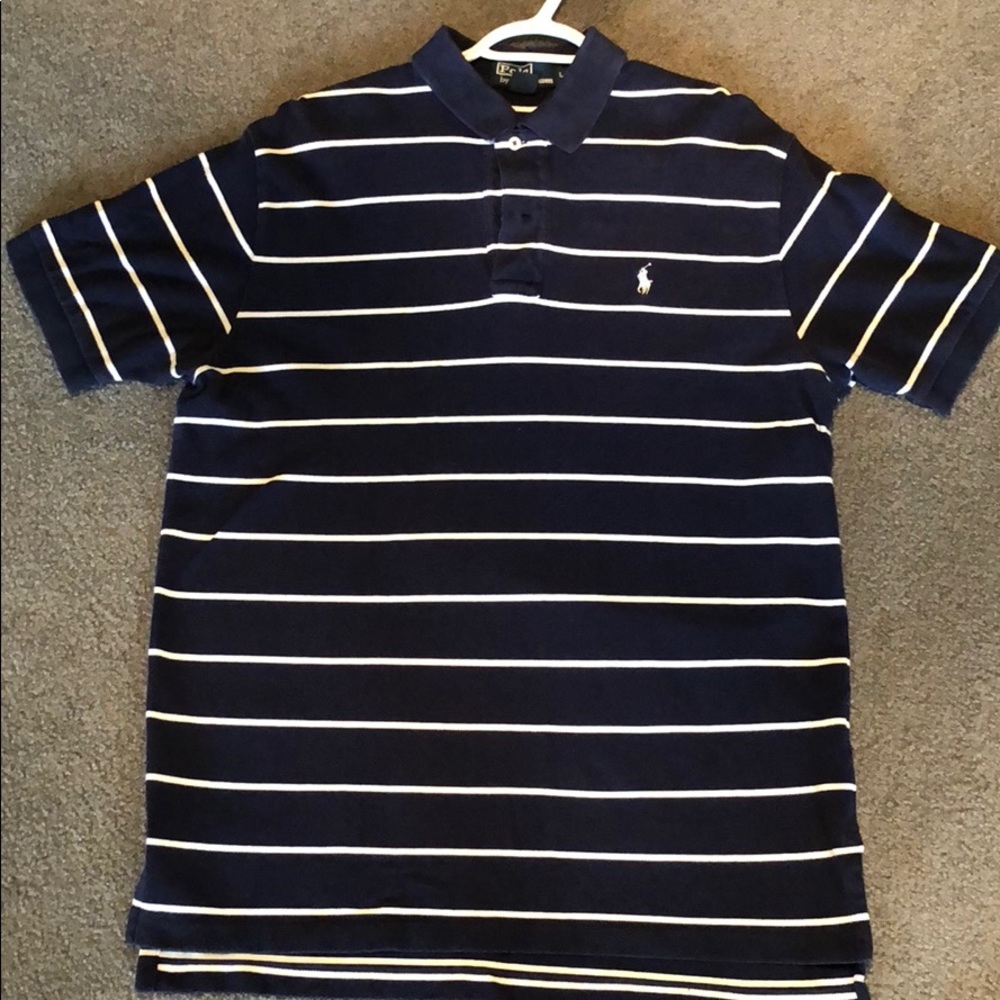 White and navy Polo